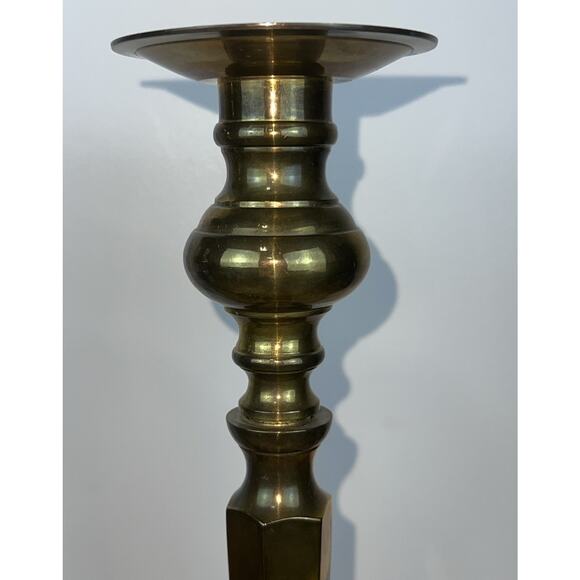 ANTIQUE BRASS CANDLESTICKS - 14.5” - 20th CENTURY - SET OF 2 - Picture 5 of 8